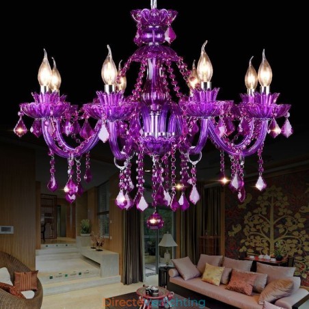Elegante paarse kristallen plafondlamp Europese kroonluchter Elegante paarse kristallen plafondlamp Europese kroonluchter