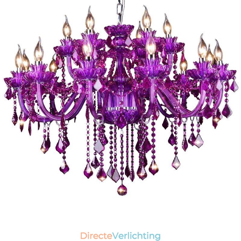 Elegante paarse kristallen plafondlamp Europese kroonluchter