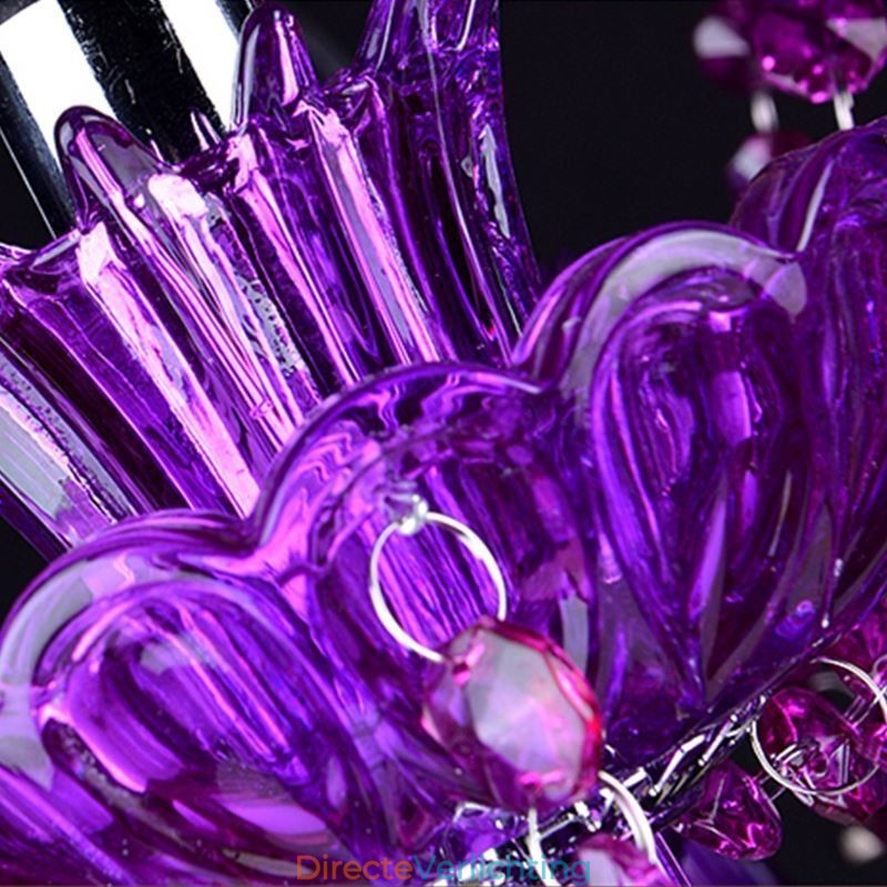 Elegante paarse kristallen plafondlamp Europese kroonluchter