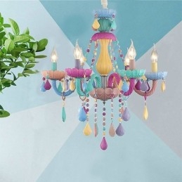 Europese kleurrijke kristallen kroonluchter Macaron hanglamp
