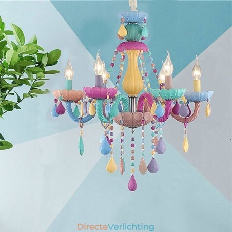 Europese kleurrijke kristallen kroonluchter Macaron hanglamp Europese kleurrijke kristallen kroonluchter Macaron hanglamp