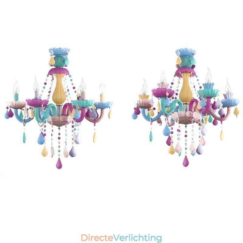 Europese kleurrijke kristallen kroonluchter Macaron hanglamp