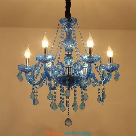 Europese stijl blauwe kristallen kroonluchter unieke hanglamp Europese stijl blauwe kristallen kroonluchter unieke hanglamp