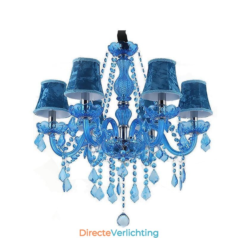 Europese stijl blauwe kristallen kroonluchter unieke hanglamp