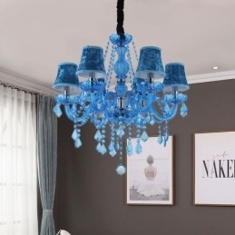 Europese stijl blauwe kristallen kroonluchter unieke hanglamp