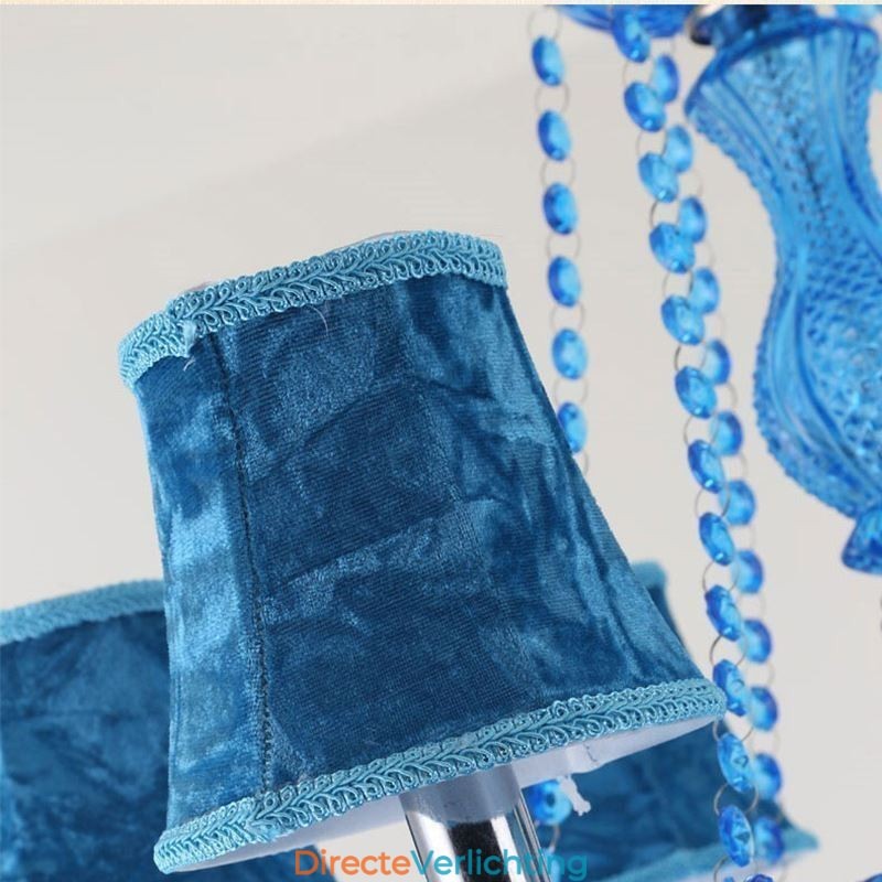 Europese stijl blauwe kristallen kroonluchter unieke hanglamp