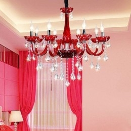 Moderne Europese kristallen kroonluchter rode kleur plafondlamp