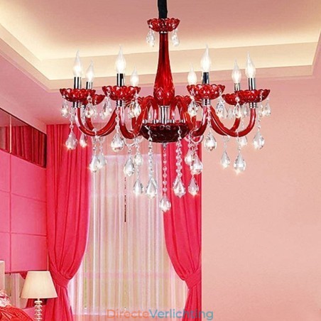 Moderne Europese kristallen kroonluchter rode kleur plafondlamp Moderne Europese kristallen kroonluchter rode kleur plafondlamp