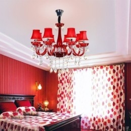 Moderne Europese kristallen kroonluchter rode kleur plafondlamp