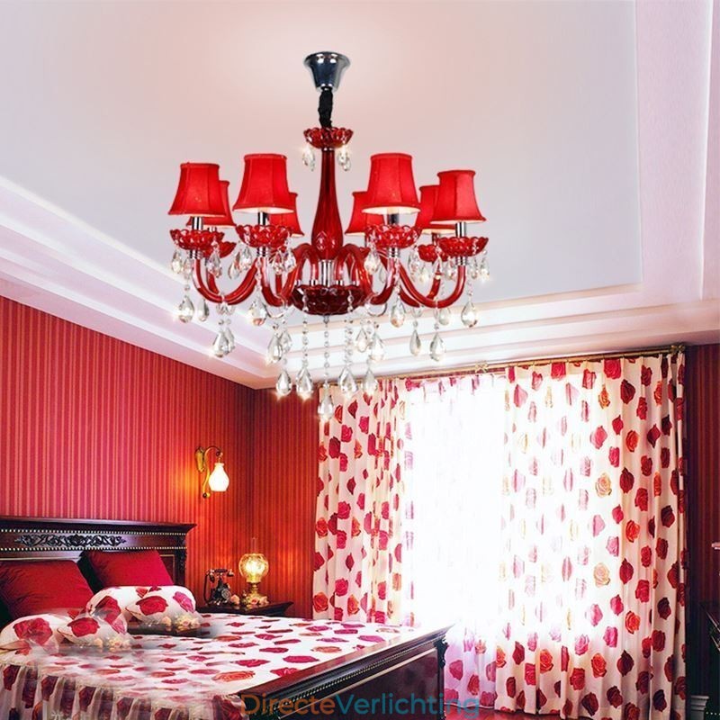 Moderne Europese kristallen kroonluchter rode kleur plafondlamp