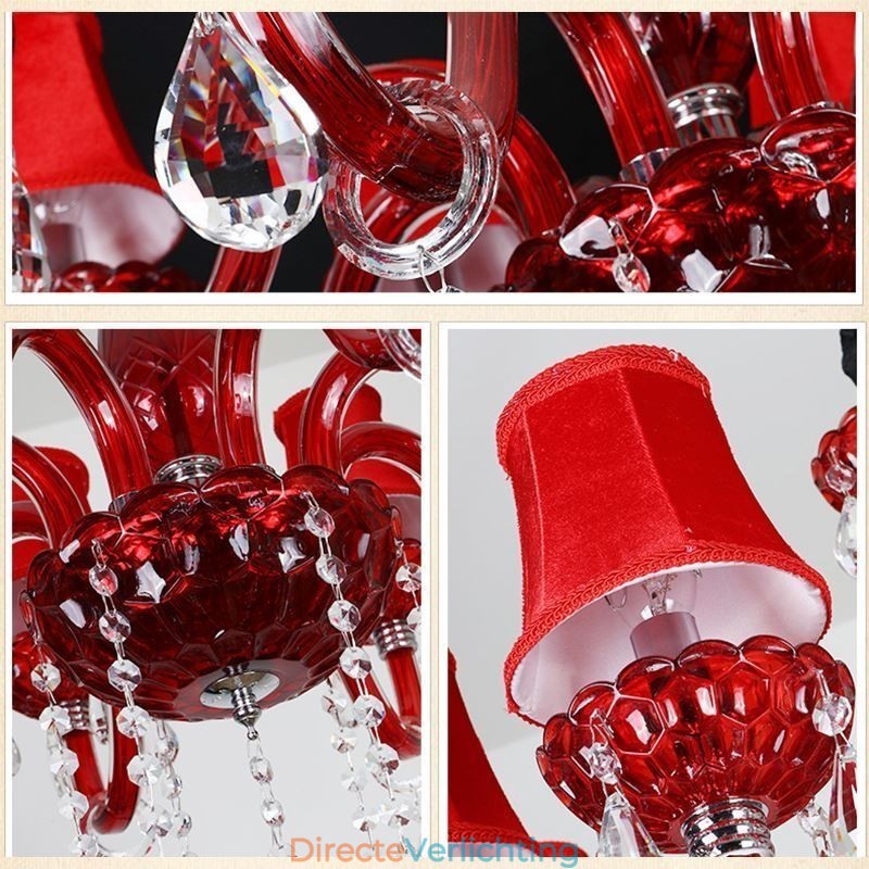 Moderne Europese kristallen kroonluchter rode kleur plafondlamp