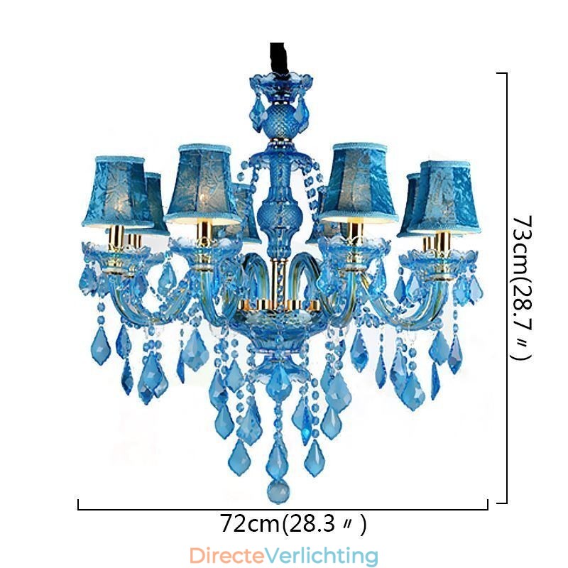 Grote blauwe kristallen kroonluchter Europese hanglamp