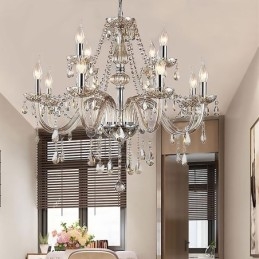 Grote kristallen kroonluchter cognac Europees plafondlamp