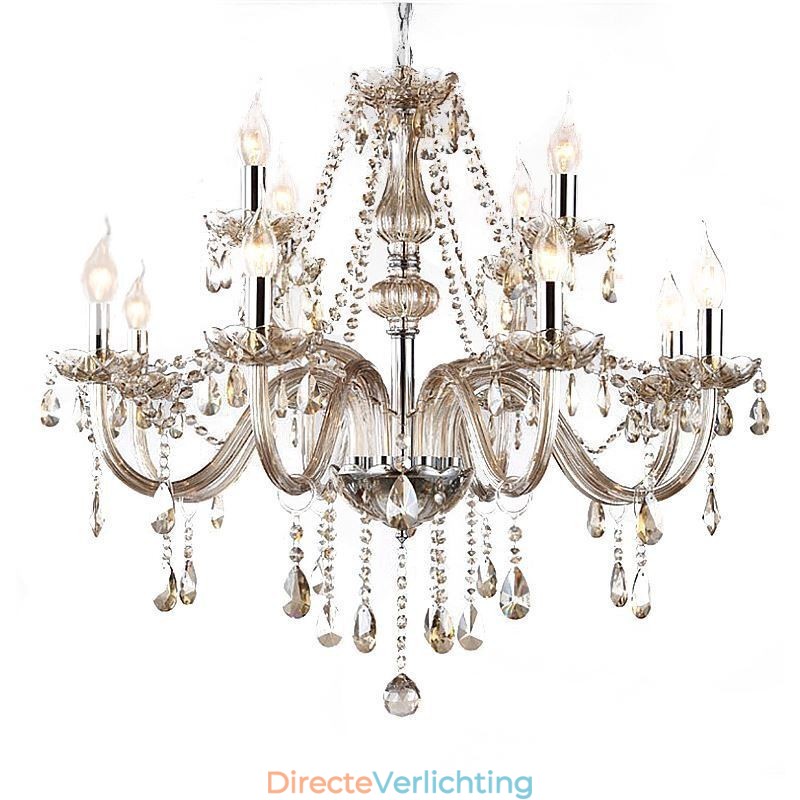 Grote kristallen kroonluchter cognac Europees plafondlamp