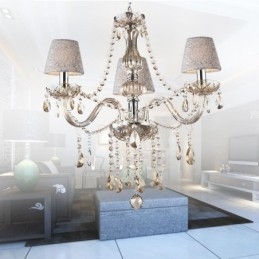 Klassieke Europese kristallen kroonluchter cognac hanglamp