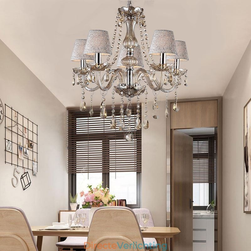 Klassieke Europese kristallen kroonluchter cognac hanglamp