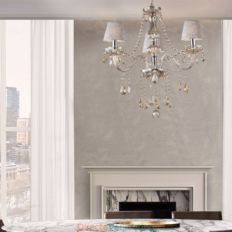 Klassieke Europese kristallen kroonluchter cognac hanglamp