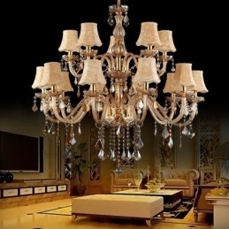 Grote luxe kristallen kroonluchter Europese amber plafondlamp