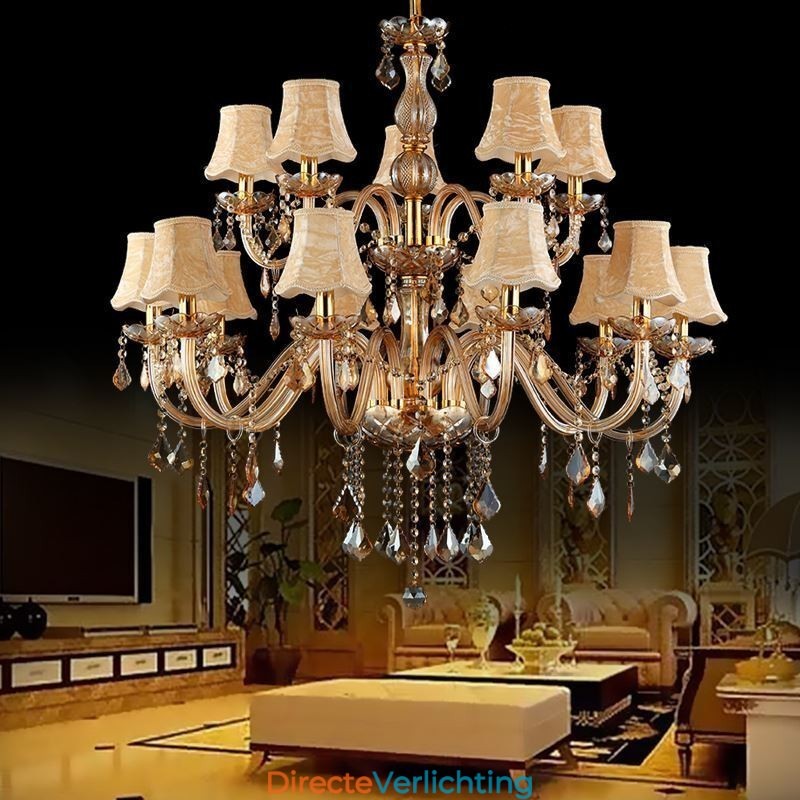 Grote luxe kristallen kroonluchter Europese amber plafondlamp