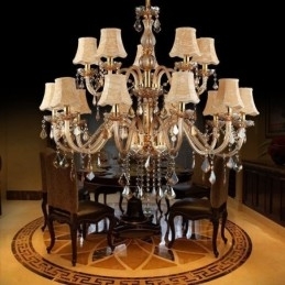 Grote luxe kristallen kroonluchter Europese amber plafondlamp