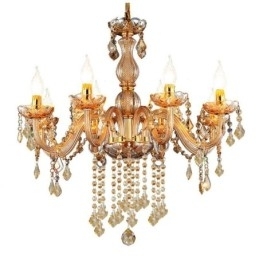 Europese kristallen kroonluchter elegante amberkleurige hanglamp