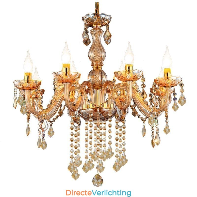 Europese kristallen kroonluchter elegante amberkleurige hanglamp