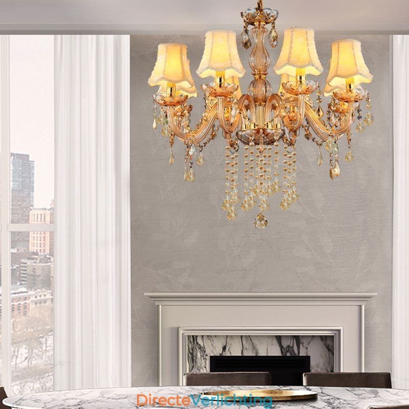 Europese kristallen kroonluchter elegante amberkleurige hanglamp