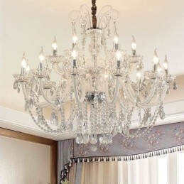 Grote Europese kristallen kroonluchter witte hanglamp