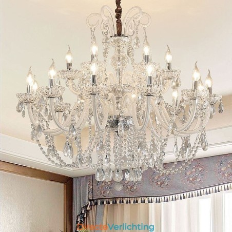 Grote Europese kristallen kroonluchter witte hanglamp Grote Europese kristallen kroonluchter witte hanglamp