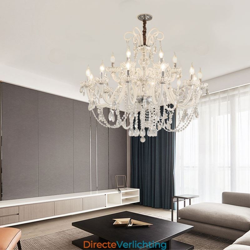 Grote Europese kristallen kroonluchter witte hanglamp