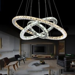 Hanglampen Amber en Helder K9 Kristallen Kroonluchter Verlichting met 3 Ringen