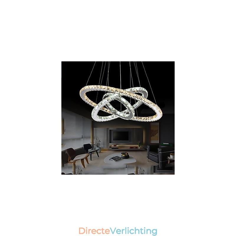 Hanglampen Amber en Helder K9 Kristallen Kroonluchter Verlichting met 3 Ringen