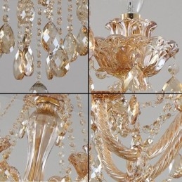 Europese Kristallen Kroonluchter Luxe Cognac Hanglamp