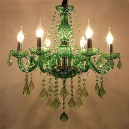 Unieke kristallen kroonluchter Europese stijl grasgroene hanglamp