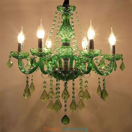 Unieke kristallen kroonluchter Europese stijl grasgroene hanglamp Unieke kristallen kroonluchter Europese stijl grasgroene hanglamp