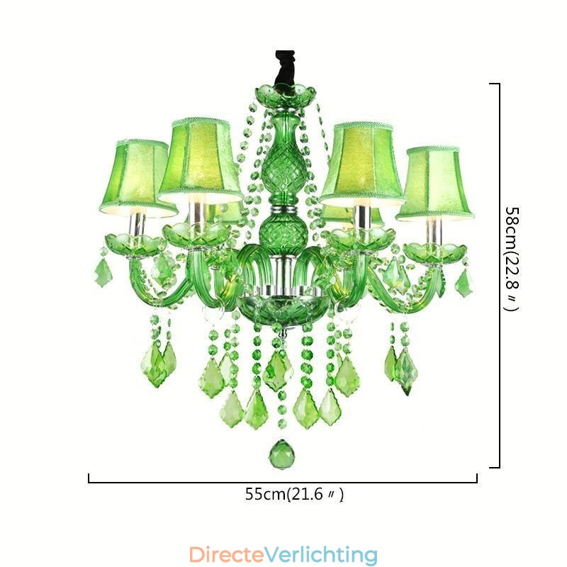 Unieke kristallen kroonluchter Europese stijl grasgroene hanglamp