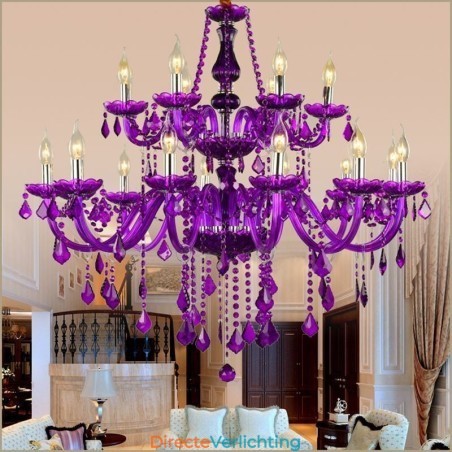 Europese stijl kristallen kroonluchter paarse hanglamp Europese stijl kristallen kroonluchter paarse hanglamp