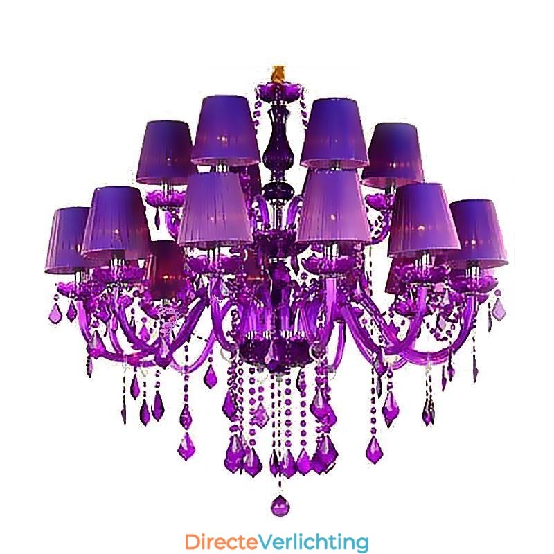 Europese stijl kristallen kroonluchter paarse hanglamp