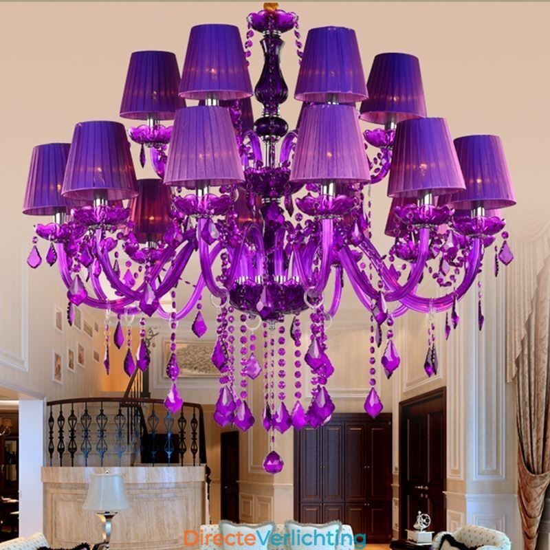 Europese stijl kristallen kroonluchter paarse hanglamp