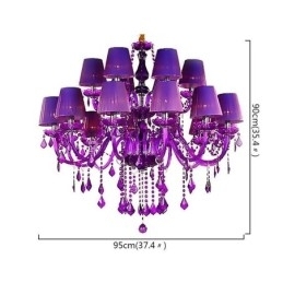 Europese stijl kristallen kroonluchter paarse hanglamp