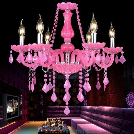 Europese stijl kristallen kroonluchter roze hanglamp romantisch Europese stijl kristallen kroonluchter roze hanglamp romantisch