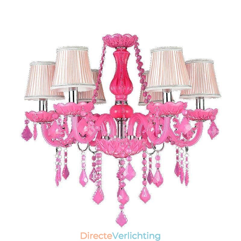 Europese stijl kristallen kroonluchter roze hanglamp romantisch