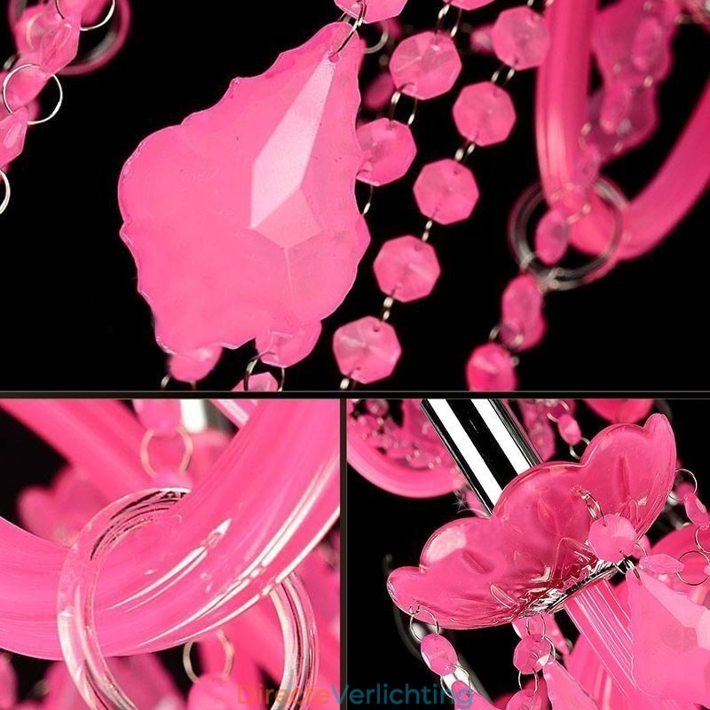 Europese stijl kristallen kroonluchter roze hanglamp romantisch