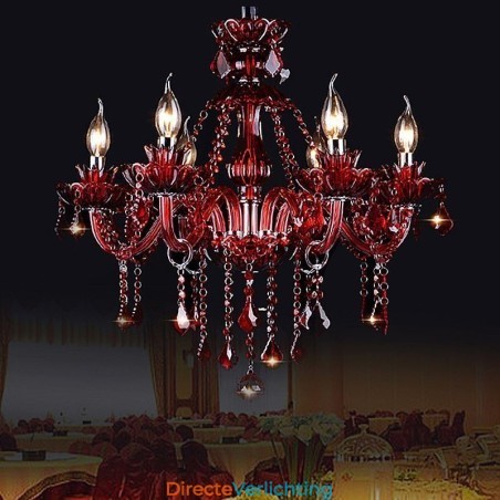 Europese kristallen kroonluchter rode kleur hanglamp Europese kristallen kroonluchter rode kleur hanglamp