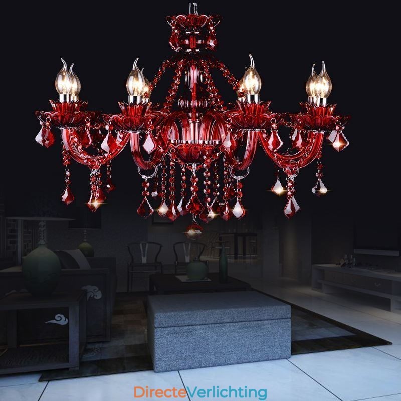 Europese kristallen kroonluchter rode kleur hanglamp