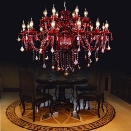Europese kristallen kroonluchter rode kleur hanglamp