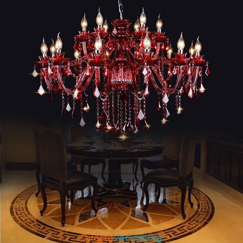 Europese kristallen kroonluchter rode kleur hanglamp