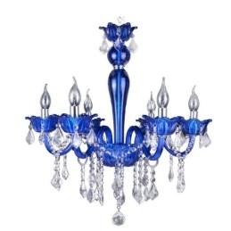 Europese stijl kristallen kroonluchter blauwe kristallen glazen hanglamp