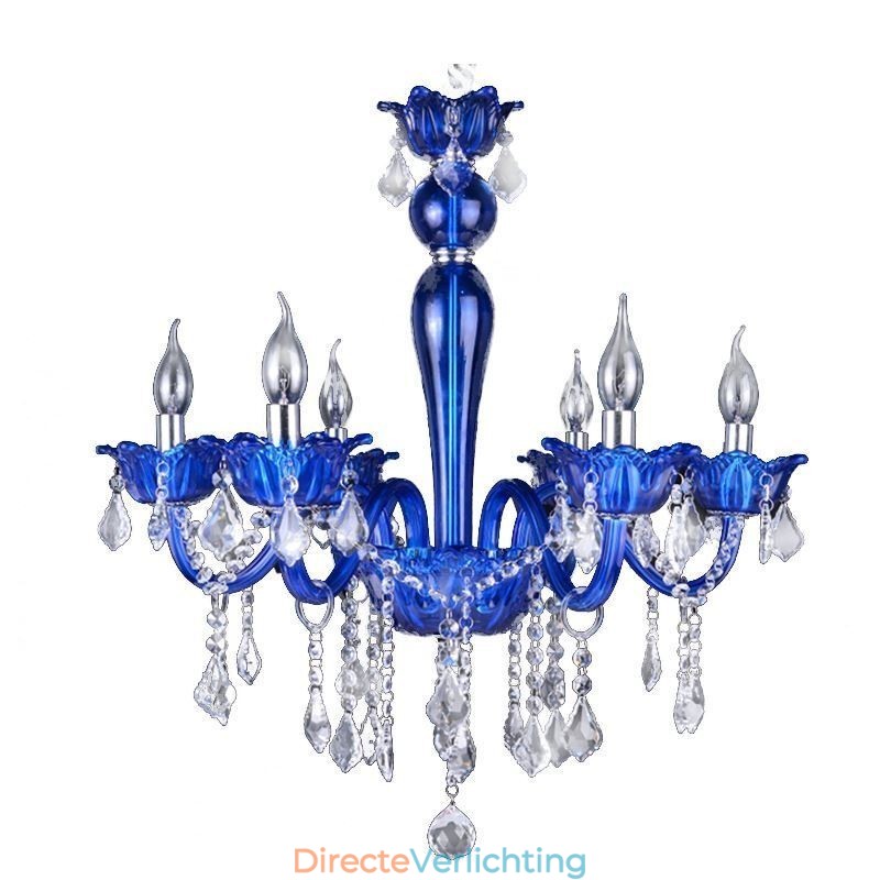 Europese stijl kristallen kroonluchter blauwe kristallen glazen hanglamp