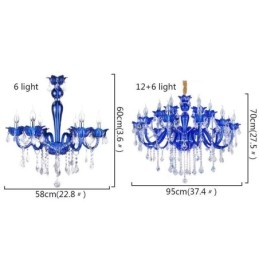 Europese stijl kristallen kroonluchter blauwe kristallen glazen hanglamp